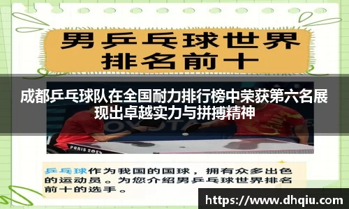 成都乒乓球队在全国耐力排行榜中荣获第六名展现出卓越实力与拼搏精神